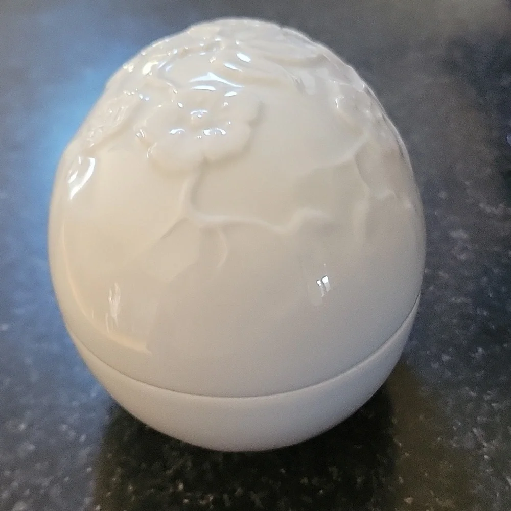 Limoges Figurine Porcelain Cherry Blossom Easter Egg Trinket White Embossed Box